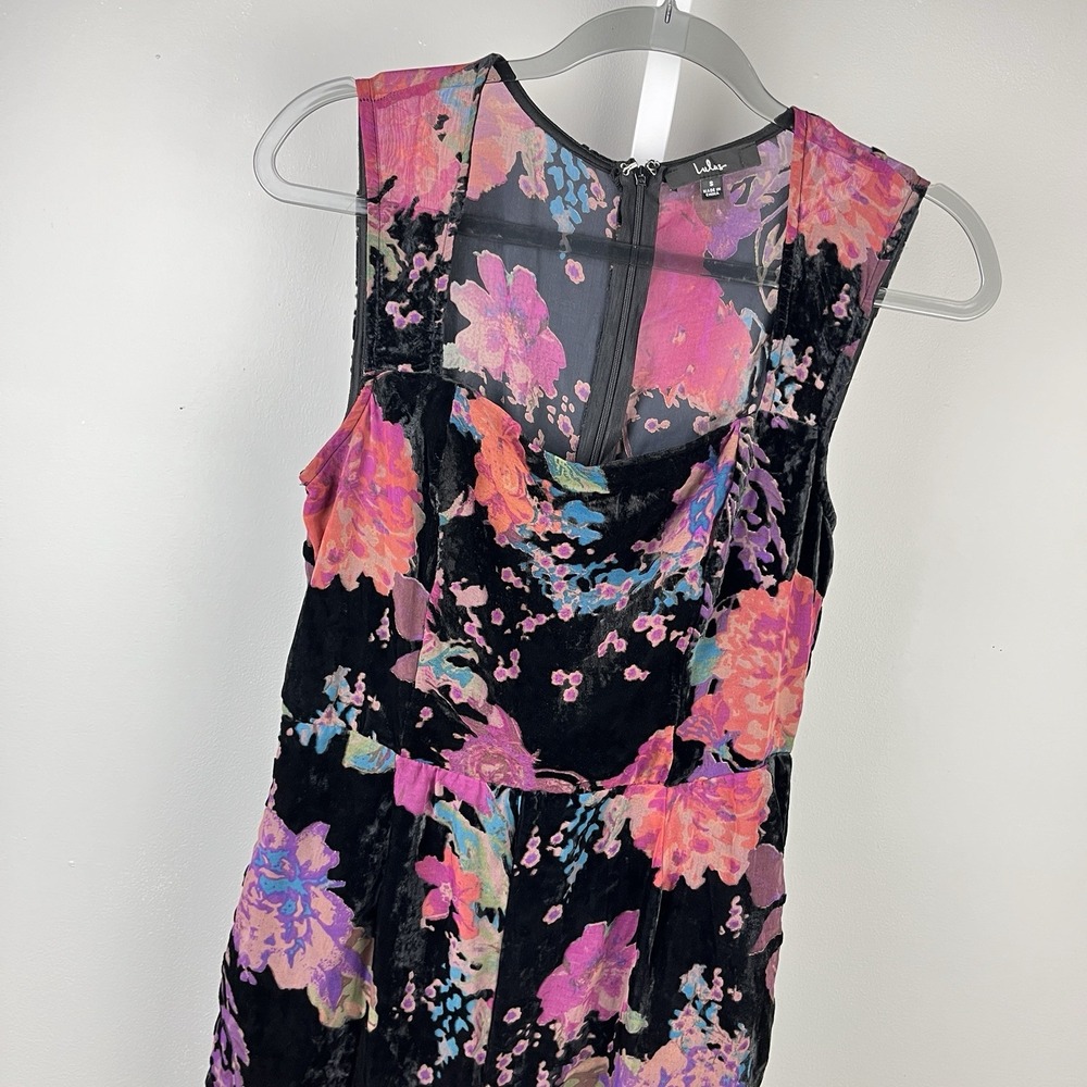 Lulu's Romper Jumpsuit Womens S Flocked Velvet Floral Sleeveless Dressy